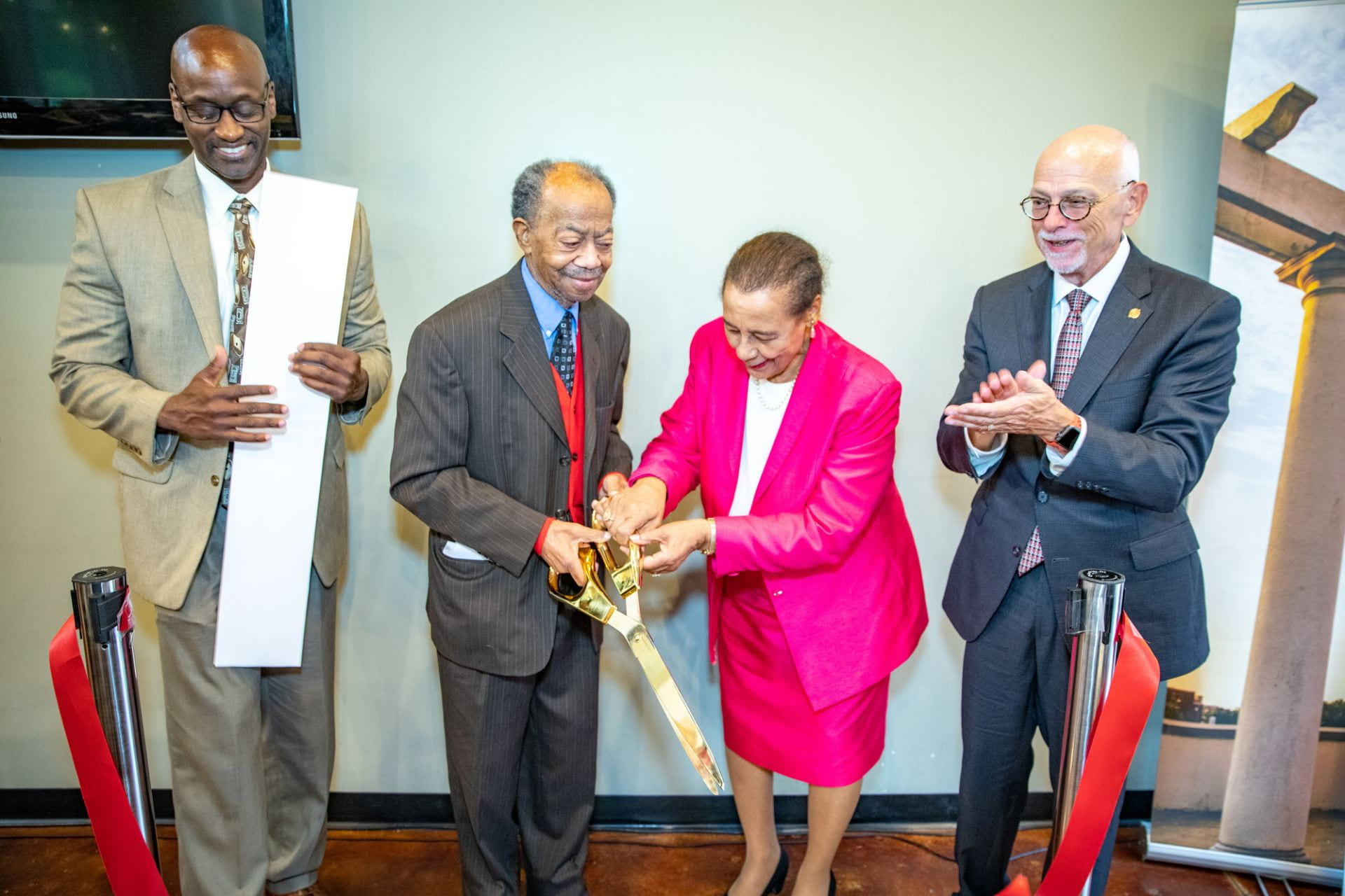 Ribbon cutting ceremony for hall dedication